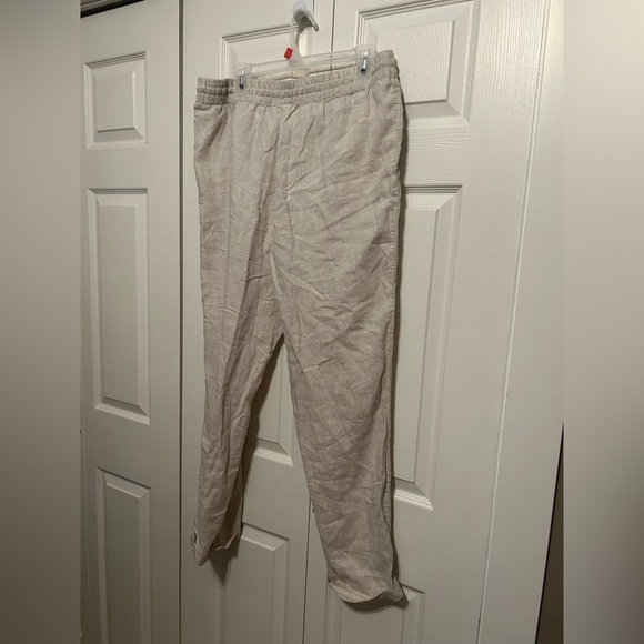 NWOT H&M Beige Straight Leg Linen Pants - Picture 5 of 9